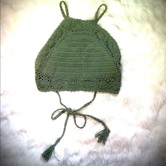 Crochet Bikini or Halter Top - Olive - Picture 5 of 6
